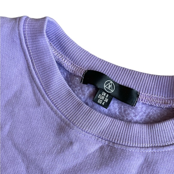 Purple Missguided Puff Sleeve Crewneck Sweater Sweatshirt size small - Picture 3 of 6
